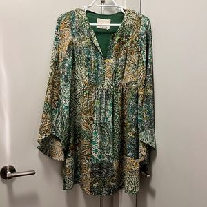 Green Silk Boho Style Dress